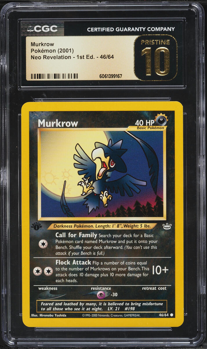 2001 Pokemon Neo Revelation 1st Edition Murkrow #46 CGC 10 PRISTINE