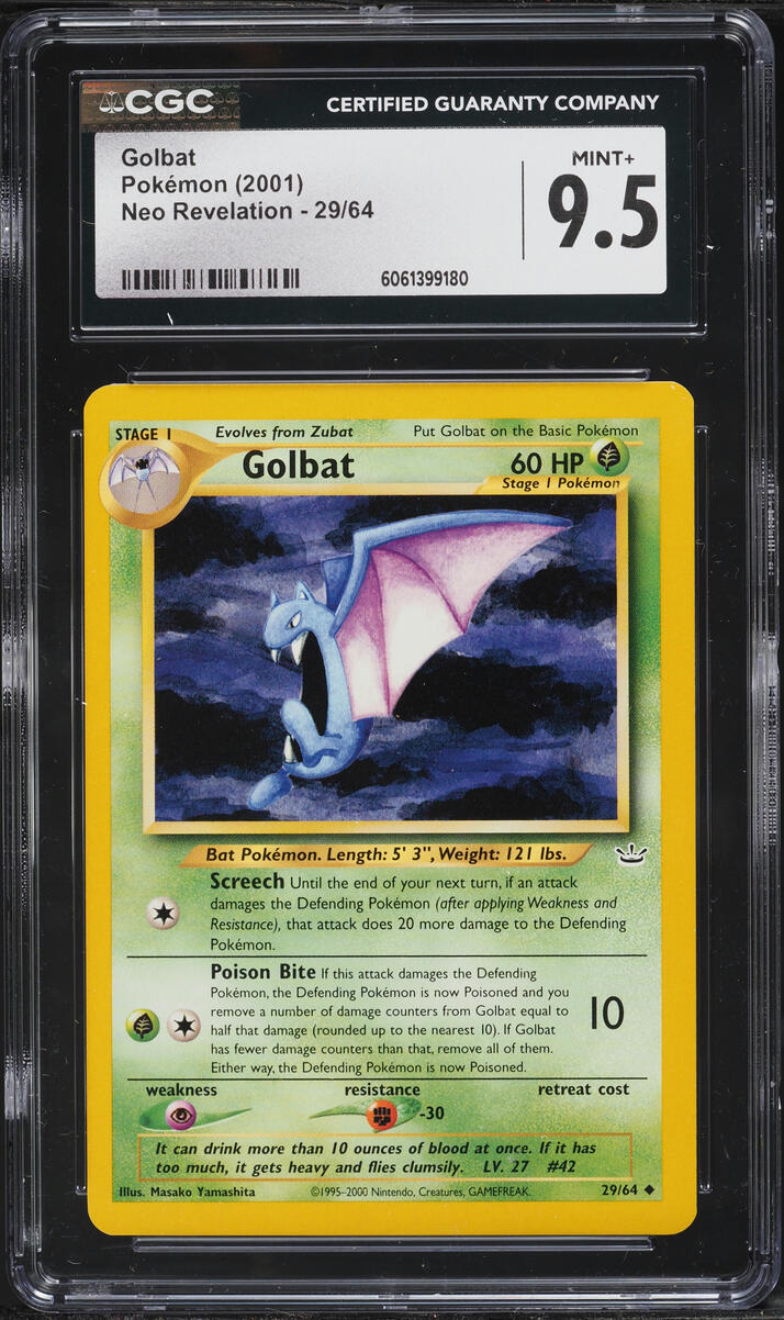 2001 Pokemon Neo Revelation Golbat #29 CGC 9.5 MINT+