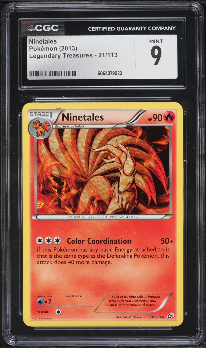 2013 Pokemon Black & White Legendary Treasures Ninetales #21 CGC 9 MINT