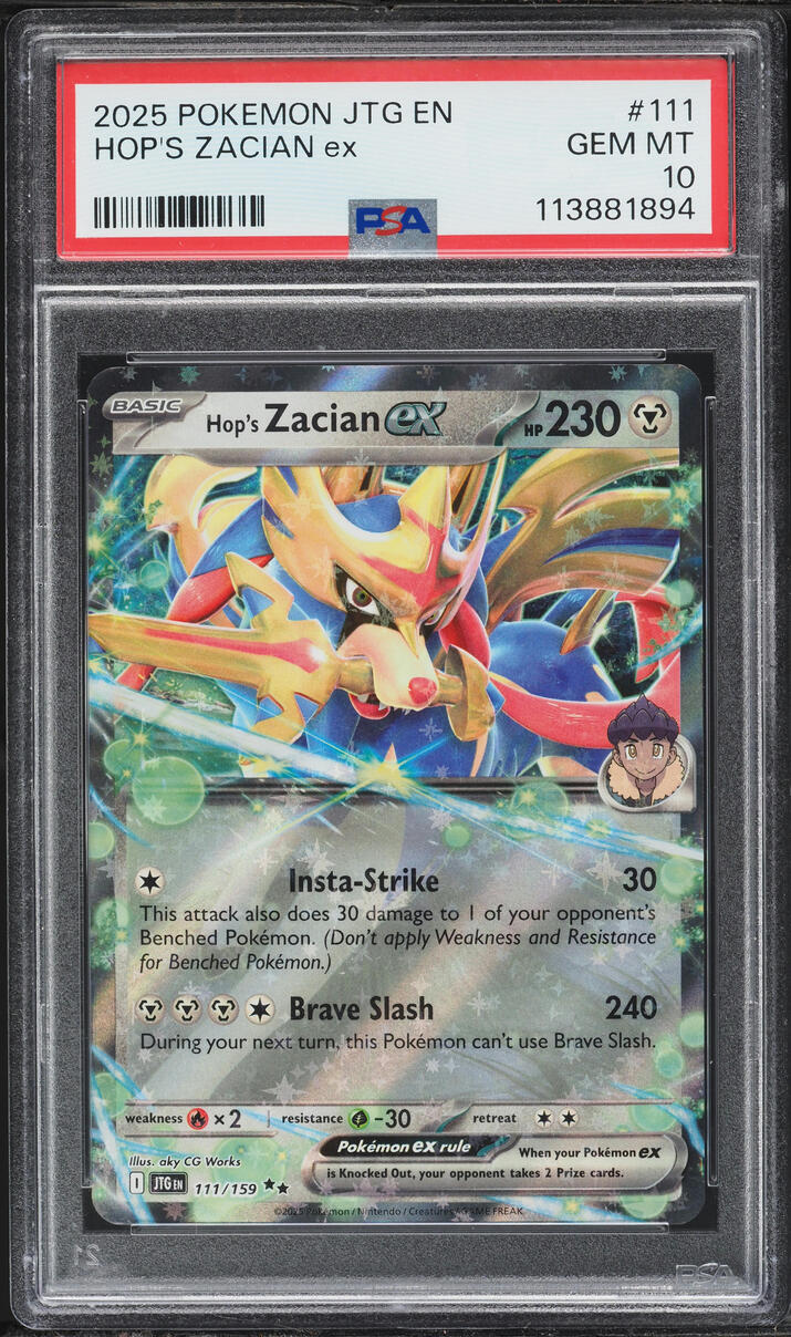 2025 Pokemon Scarlet & Violet Journey Together Hop's Zacian EX #111 PSA 10 GEM MINT
