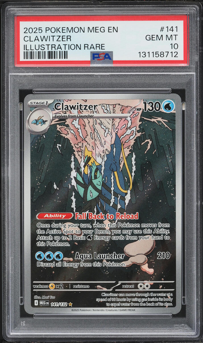 2025 Pokemon Mega Evolution IR Clawitzer #141 PSA 10 GEM MINT