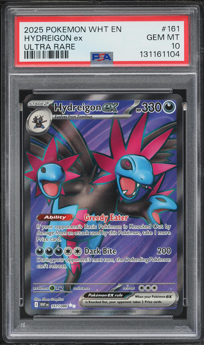 2025 Pokemon Scarlet & Violet White Flare Full Art Hydreigon Ex #161 PSA 10 GEM MINT