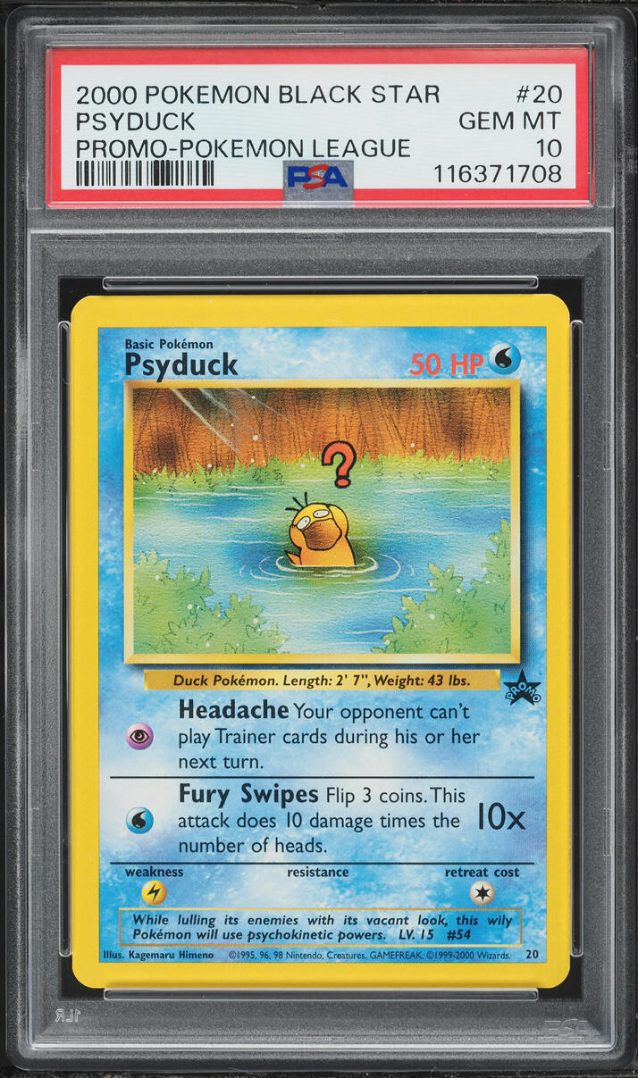 2000 Pokemon League Black Star Promo Psyduck #20 PSA 10 GEM MINT