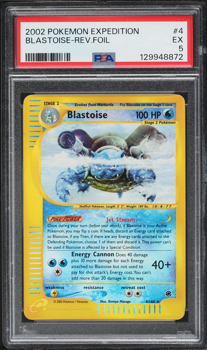 2002 Pokemon Expedition Reverse Holo Blastoise #4 PSA 5 EX