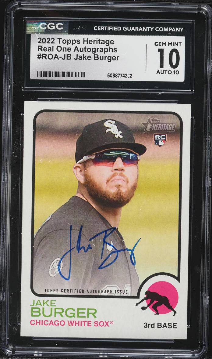 2022 Topps Heritage Real One Jake Burger ROOKIE AUTO #ROA-JB CGC 10 GEM MINT