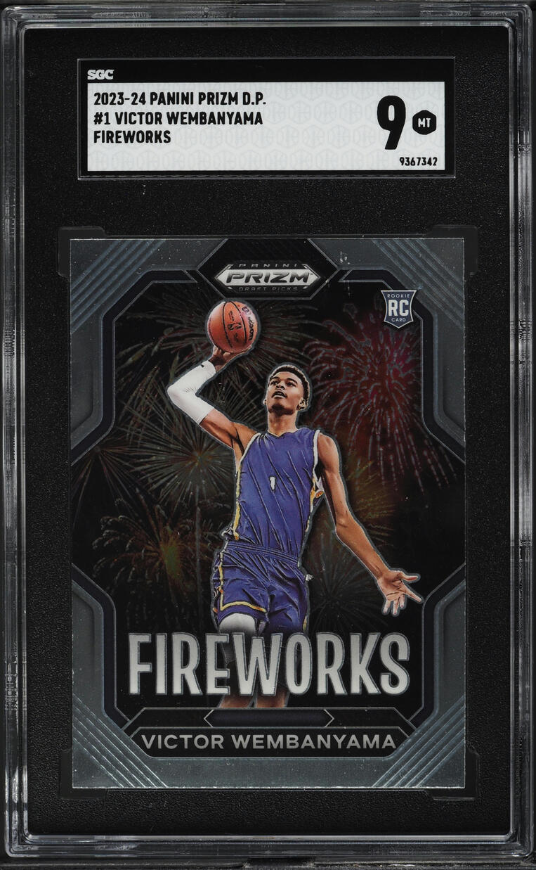 2023 Panini Prizm Draft Picks Fireworks Victor Wembanyama ROOKIE #1 SGC 9 MINT