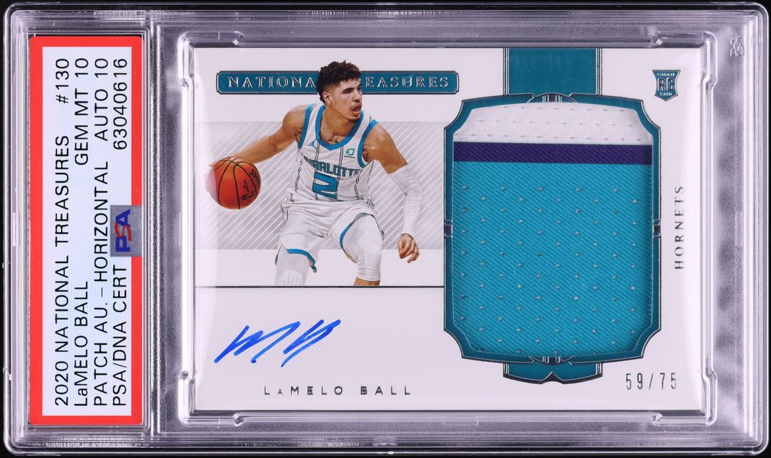 2020 National Treasures Horizontal LaMelo Ball RC PATCH AUTO DNA 10 /75 PSA 10
