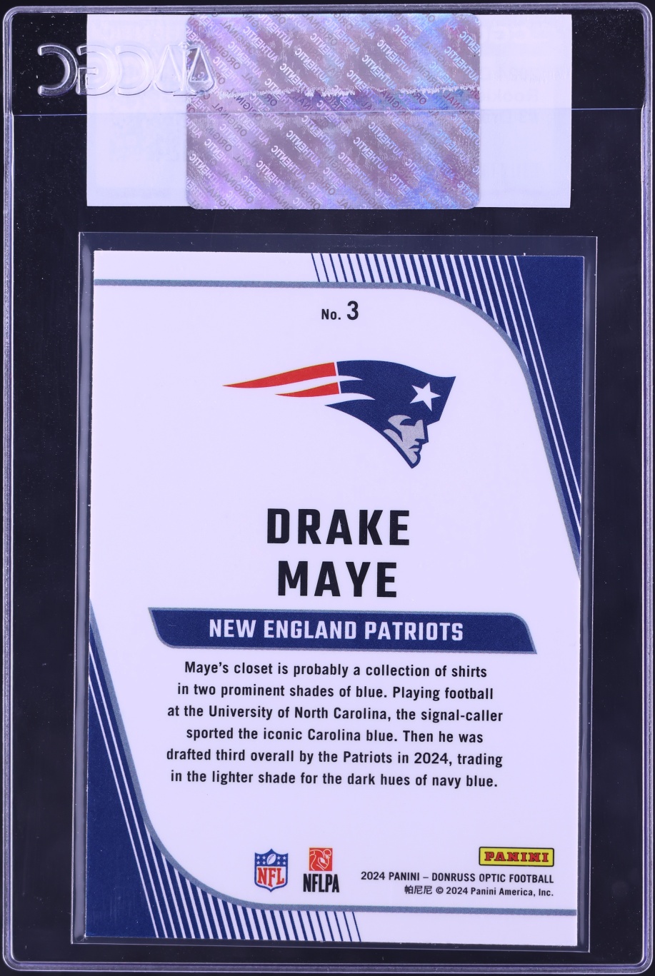 2024 Donruss Optic Primary Colors Drake Maye ROOKIE #3 CGC AUTH