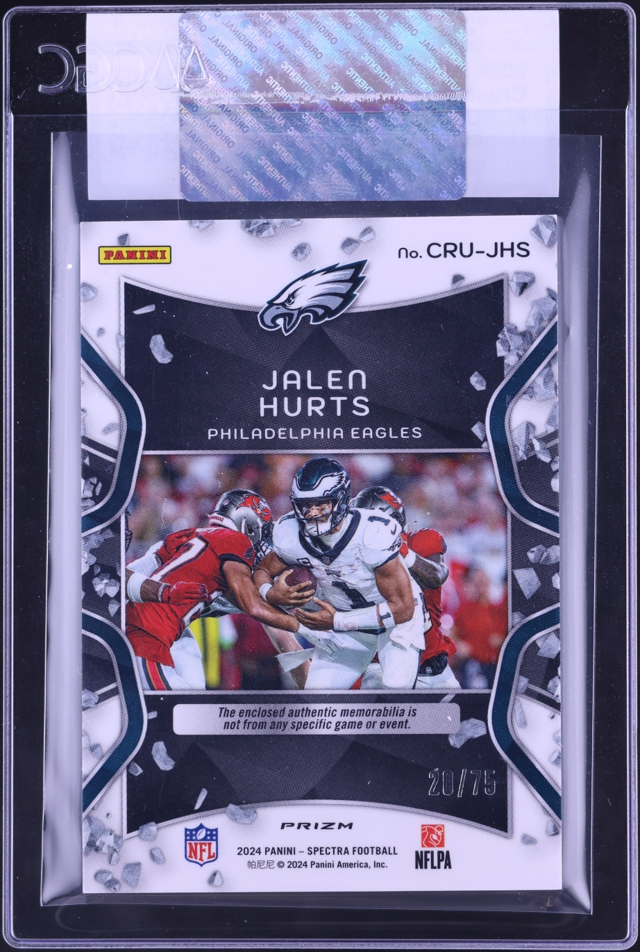 2024 Panini Spectra Crush Hyper Jalen Hurts PATCH /75 #CRU-JHS CGC AUTH