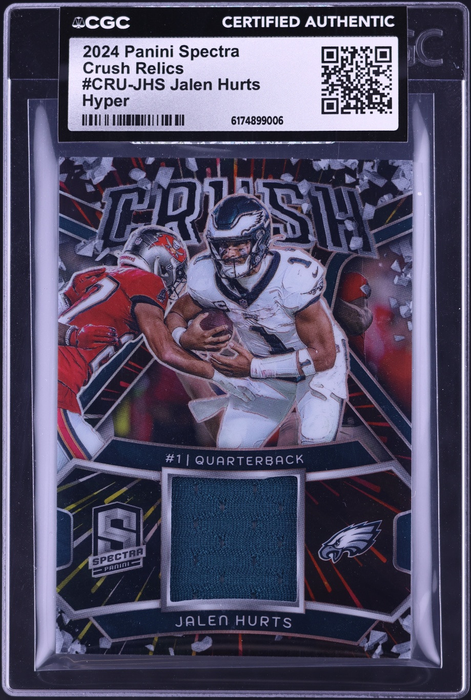 2024 Panini Spectra Crush Hyper Jalen Hurts PATCH /75 #CRU-JHS CGC AUTH