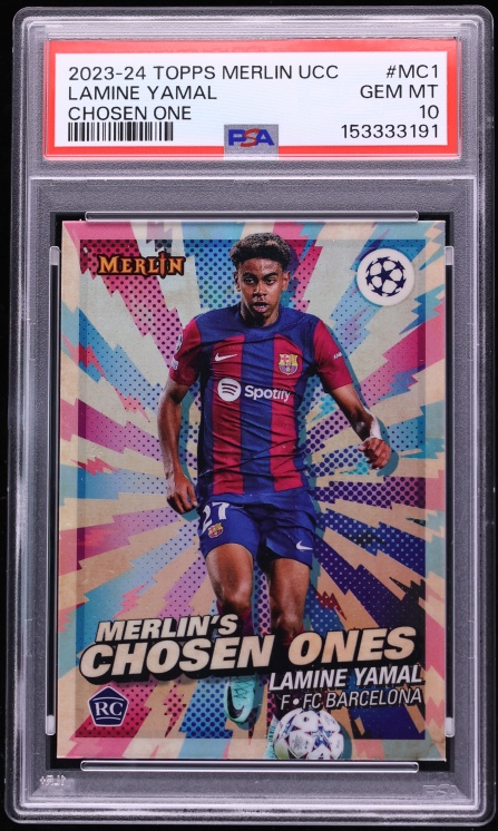 2023 Topps Merlin UEFA Club Competitions Chosen Ones Lamine Yamal ROOKIE #MC-1 PSA 10 GEM MINT