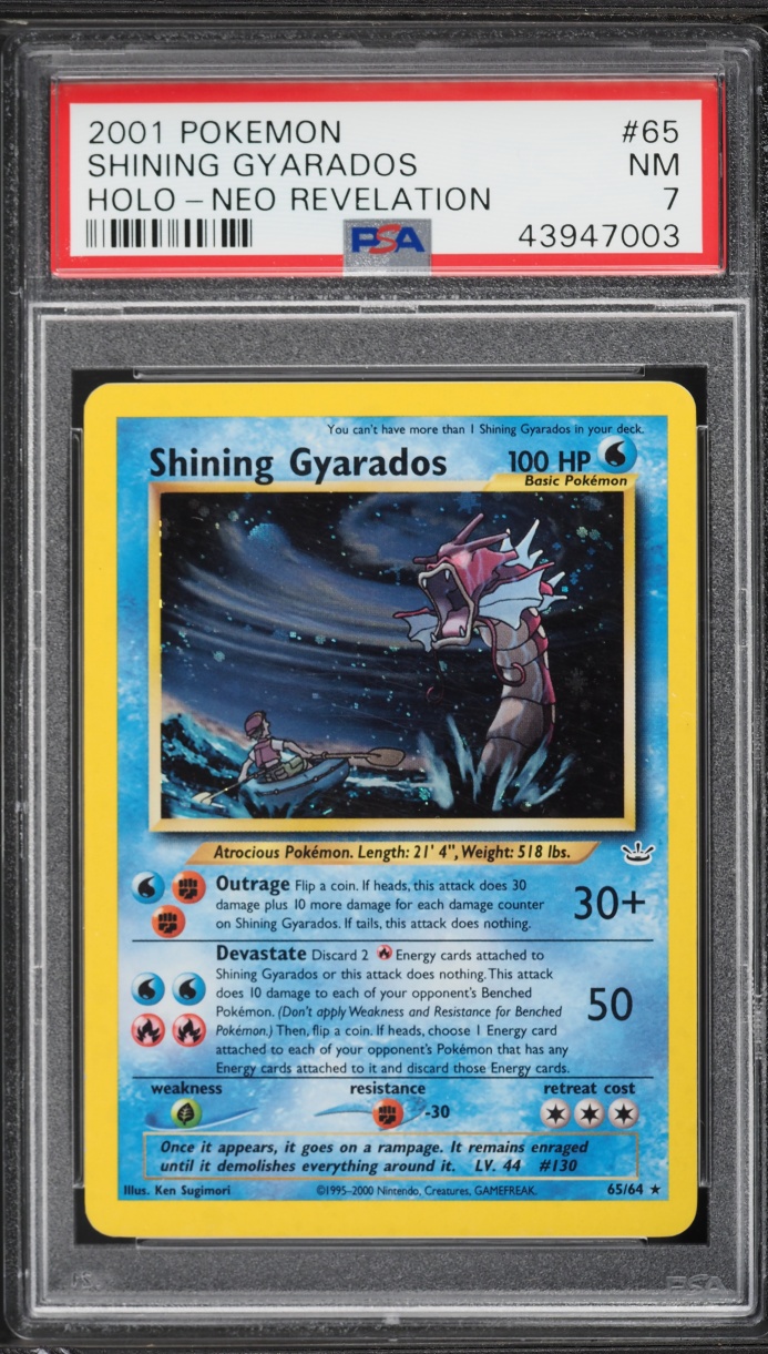 2001 Pokemon Neo Revelation Holo Shining Gyarados #65 PSA 7 NRMT