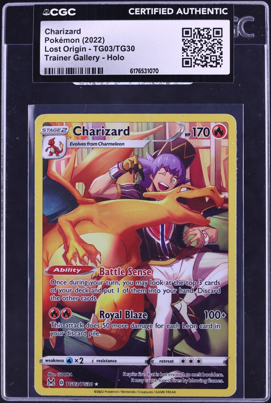 2022 Pokemon Sword & Shield Lost Origin CHR Charizard #TG03 CGC AUTH
