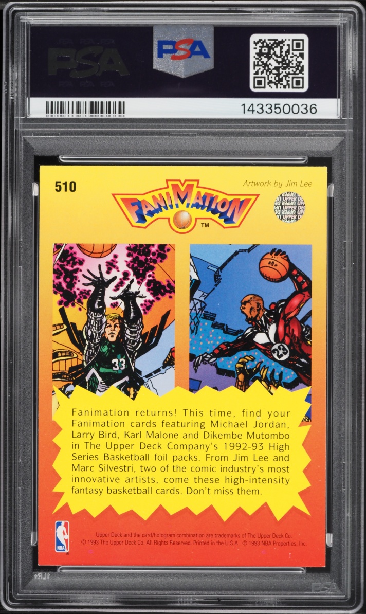 1992 Upper Deck Fanimation Larry Bird & Michael Jordan #510 PSA 7 NRMT