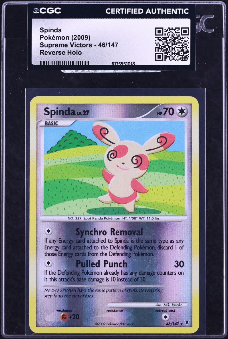 2009 Pokemon Platinum Supreme Victors Reverse Holo Spinda #46 CGC AUTH