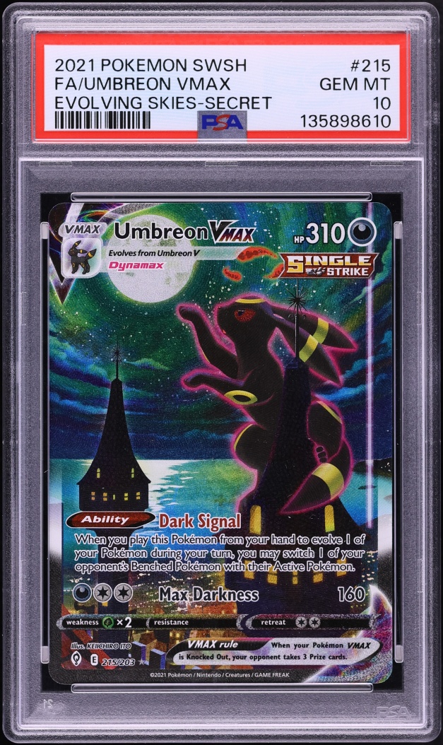 2021 Pokemon Sword & Shield Evolving Skies Alt Art Umbreon VMAX #215 PSA 10 GEM MINT
