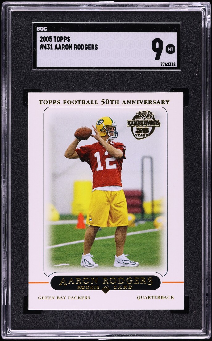 2005 Topps Football 50th Anniversary Aaron Rodgers ROOKIE #431 SGC 9 MINT
