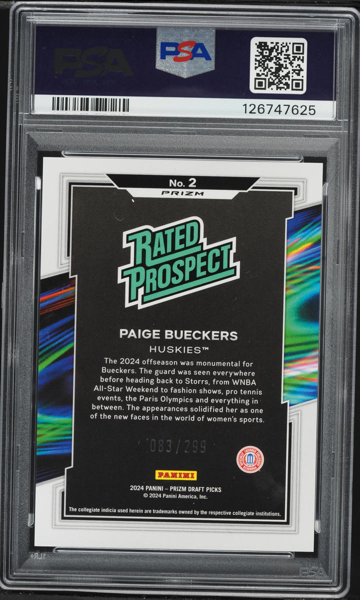 2024 Panini Prizm Red Pulsar Paige Bueckers ROOKIE /299 #2 PSA 10 GEM MINT