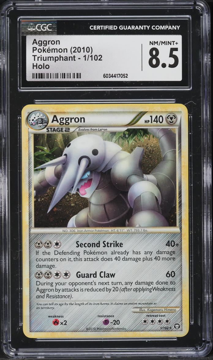2010 Pokemon HGSS Triumphant Holo Aggron #1 CGC 8.5 NM-MT+