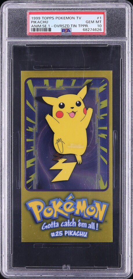 1999 Topps Pokemon TV Season 1 Oversized Tin Topper Pikachu #1 PSA 10 GEM MINT