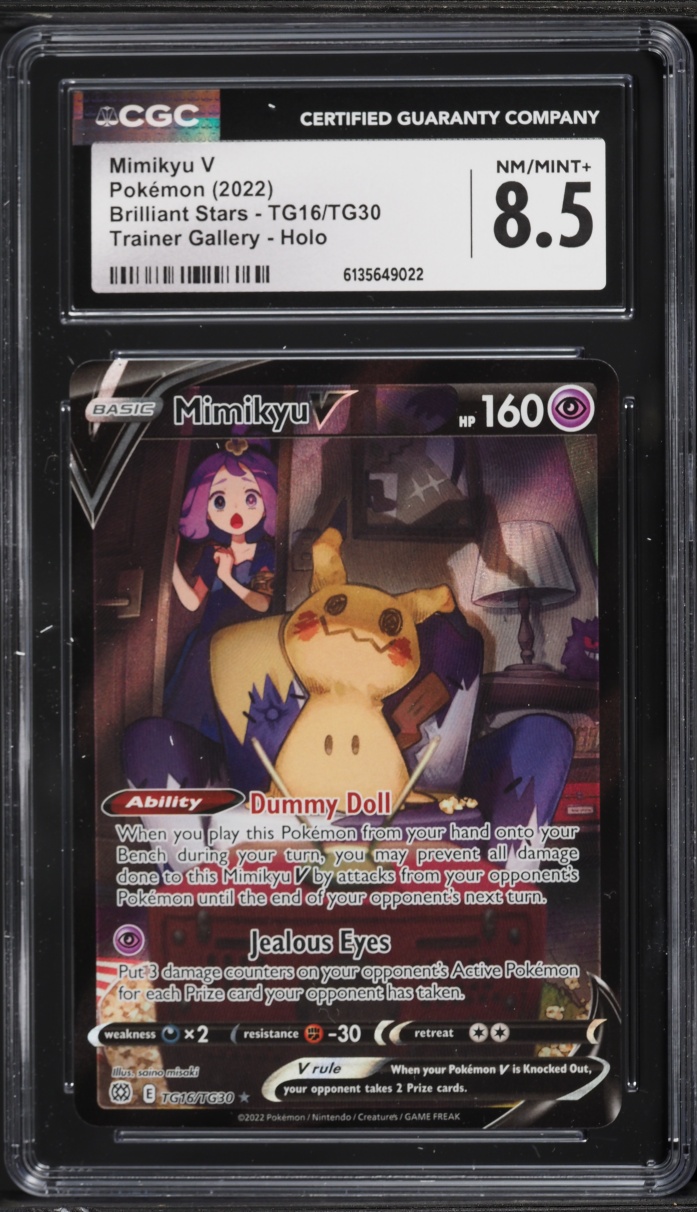 2022 Pokemon Sword & Shield Brilliant Stars CHR Mimikyu V #TG16 CGC 8.5 NM-MT+