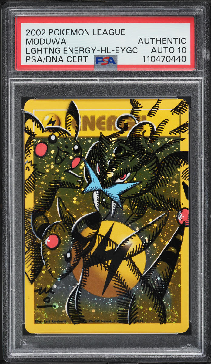 2002 Pokemon League Lightning Energy Moduwa AUTO DNA 10 PSA AUTH