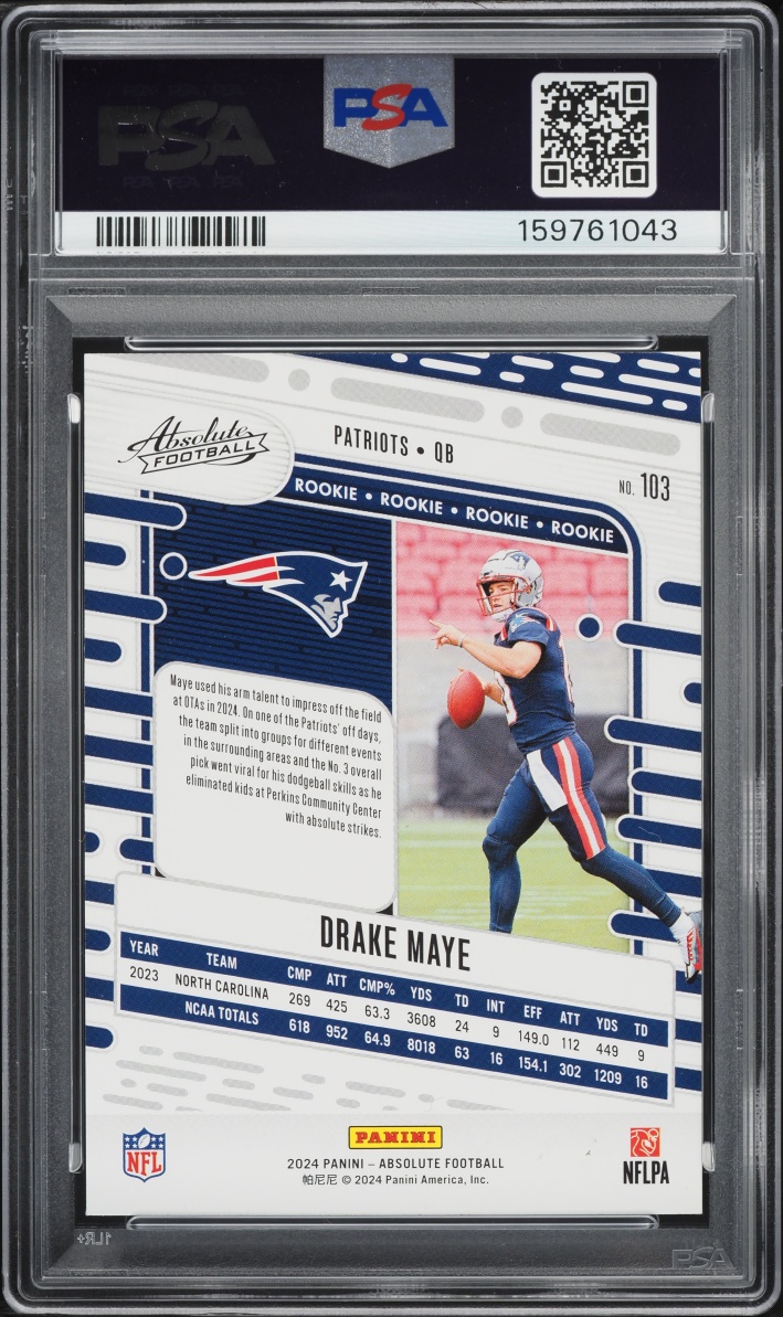 2024 Absolute Drake Maye ROOKIE #103 PSA 10 GEM MINT