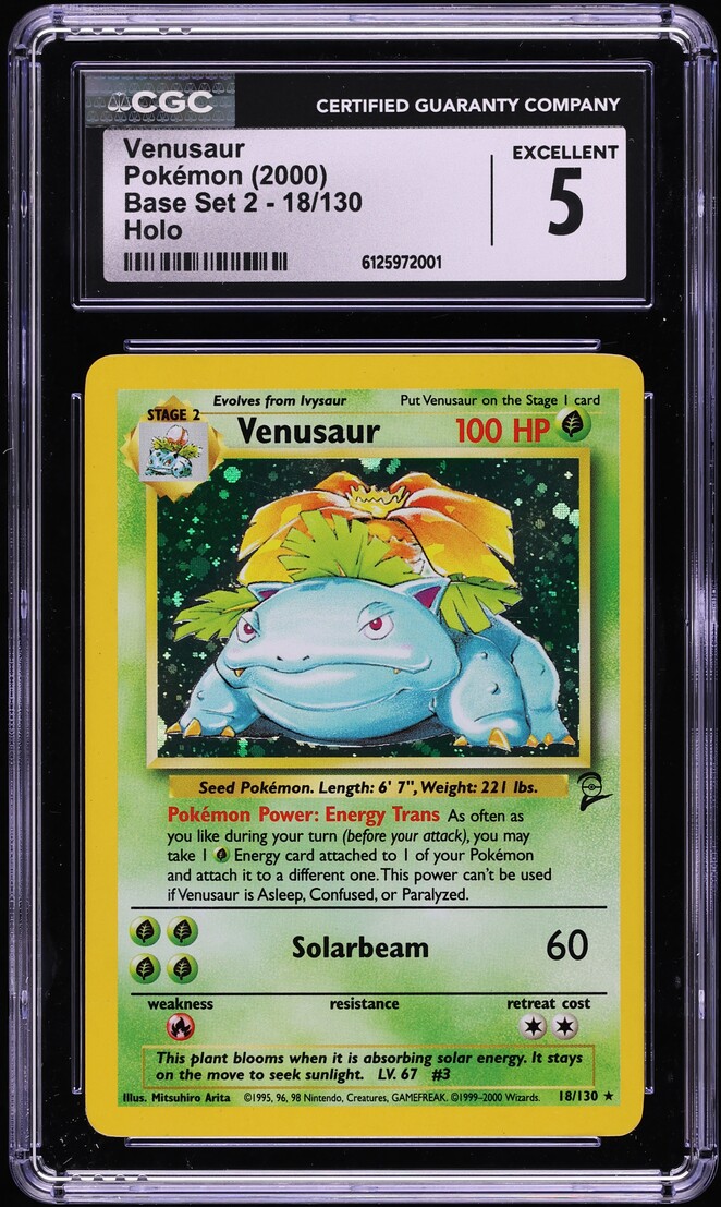 2000 Pokemon Base Set 2 Holo Venusaur #18 CGC 5 EX