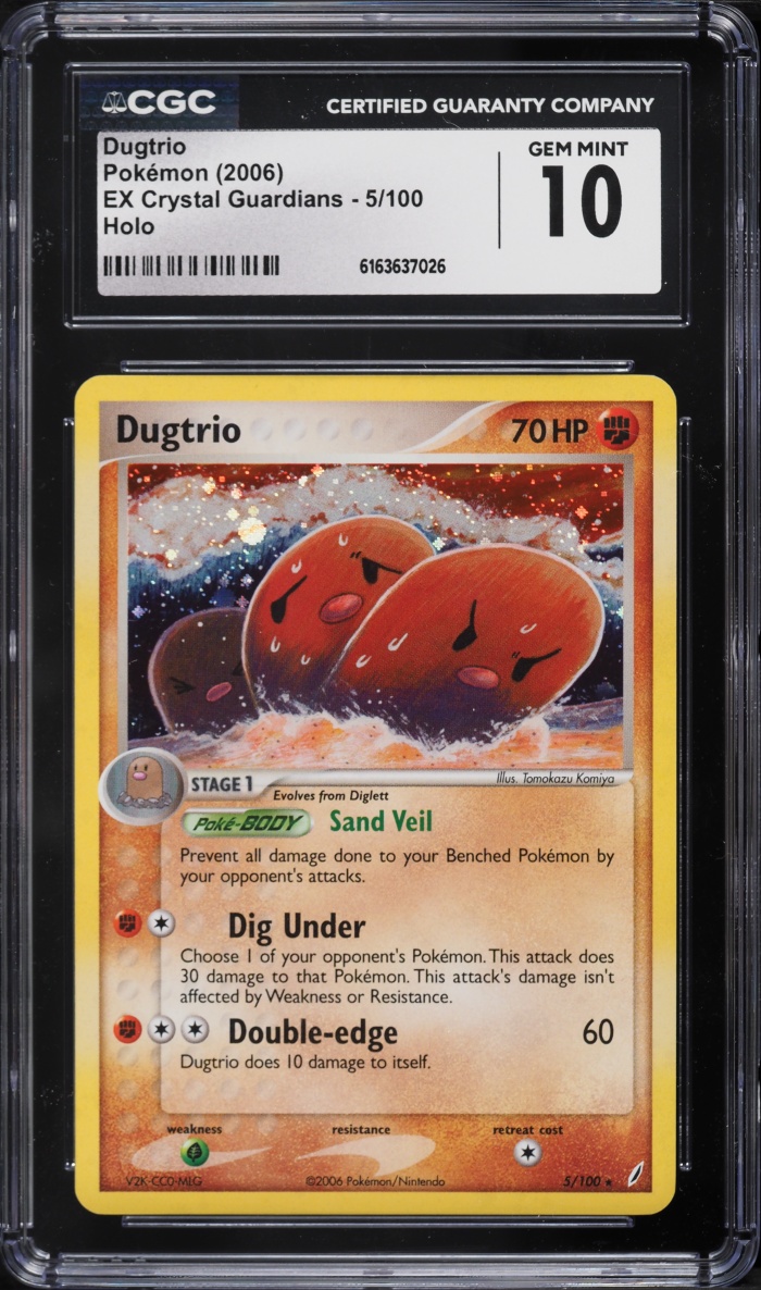 2006 Pokemon EX Crystal Guardians Holo Dugtrio #5 CGC 10 GEM MINT