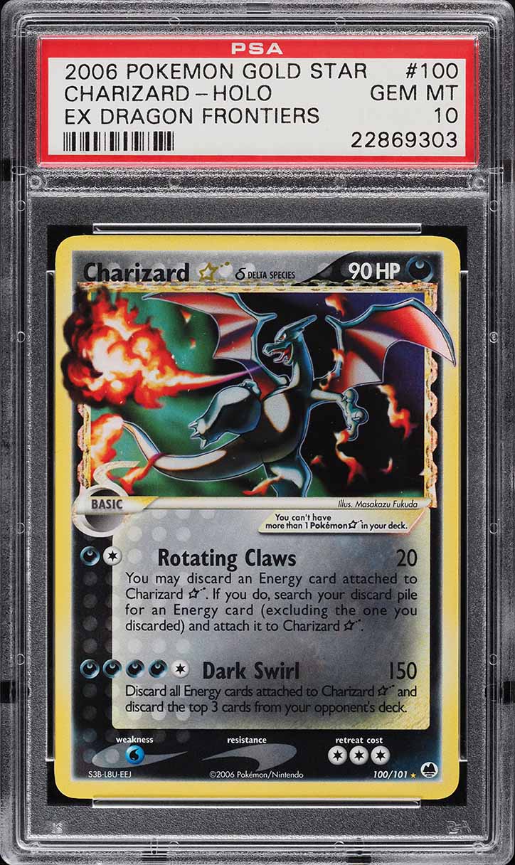 2006 Pokemon EX Dragon Frontiers Gold Star Holo Charizard #100 PSA 10 GEM MINT