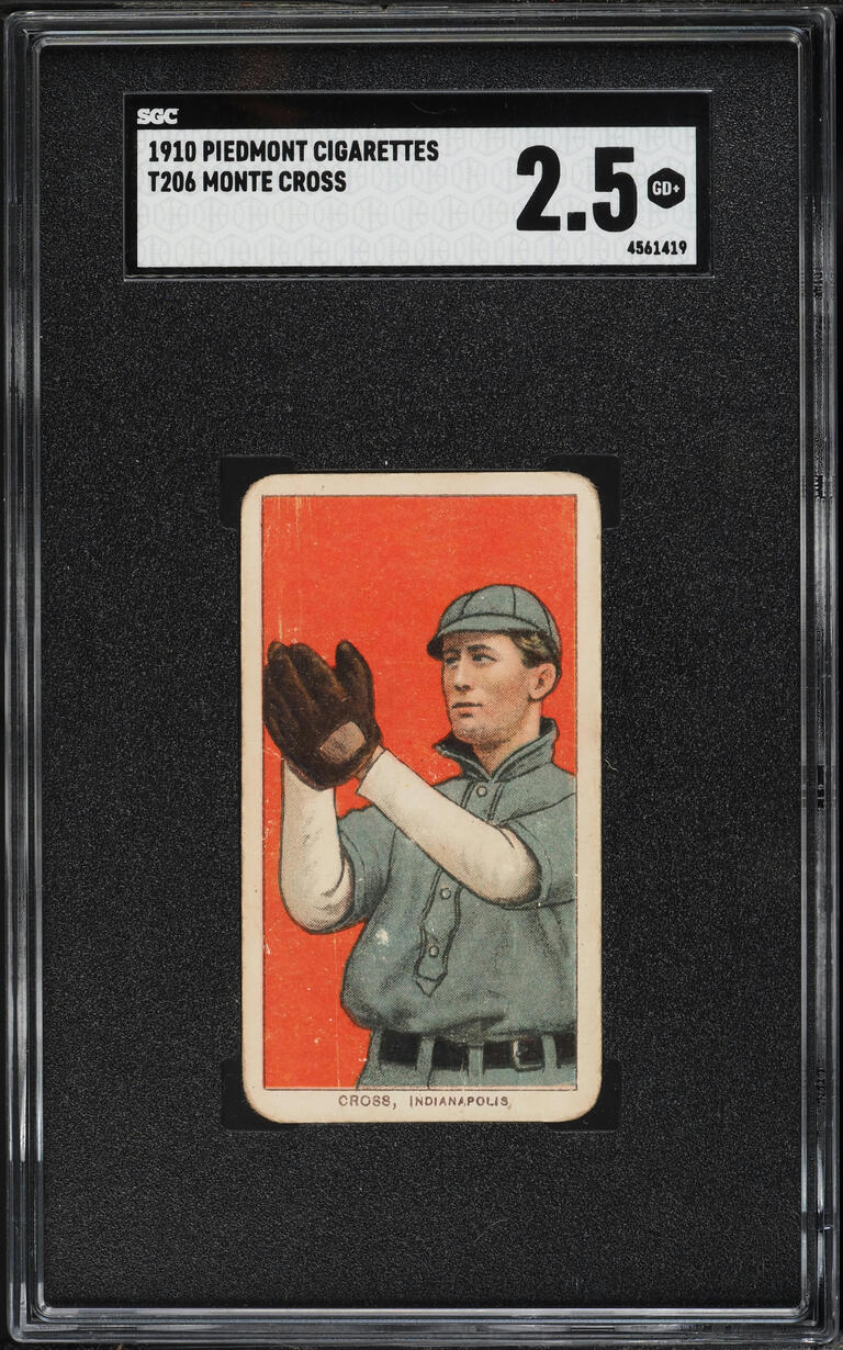 1909-11 T206 Monte Cross PIEDMONT SGC 2.5 GD+