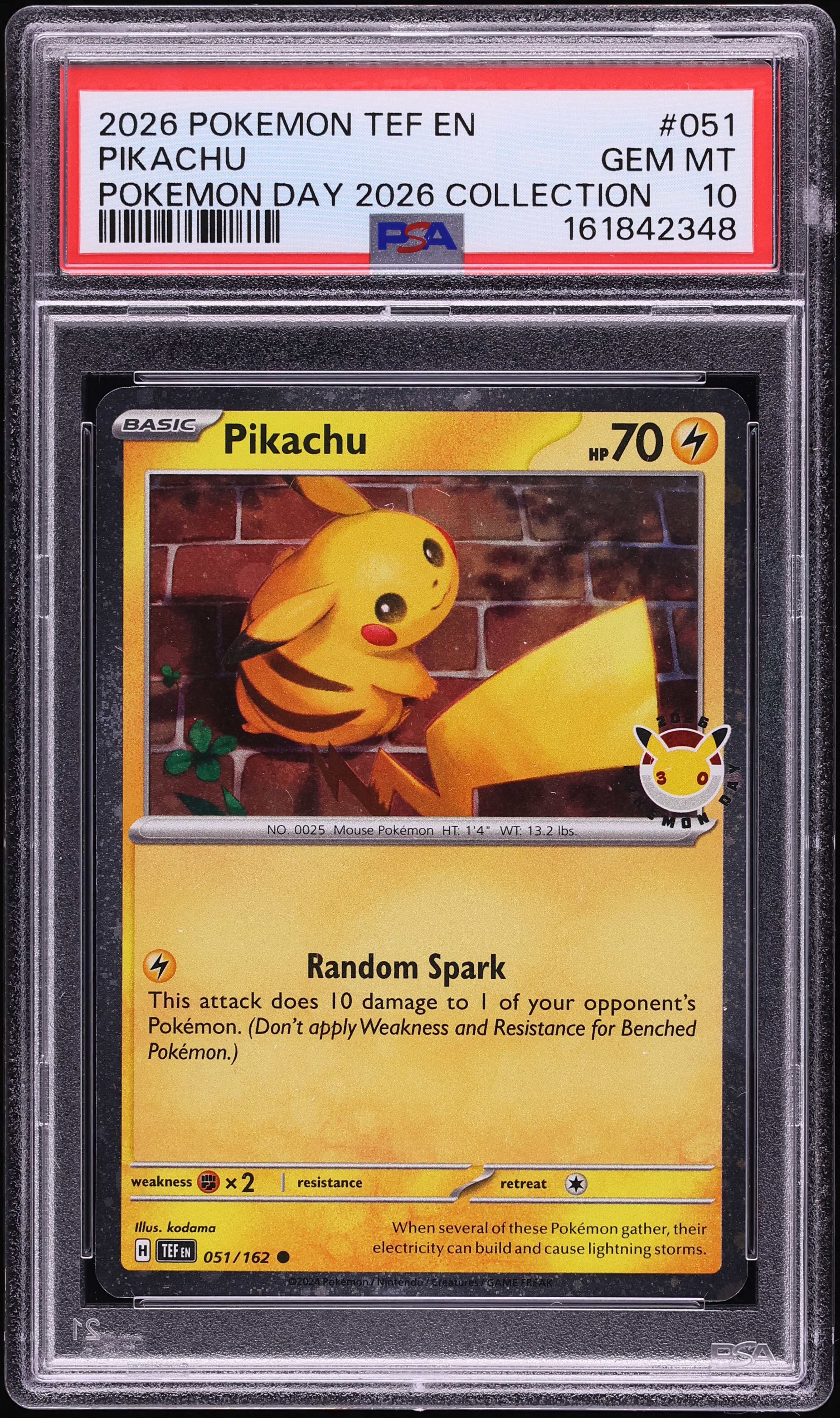 2026 Pokemon Scarlet & Violet Temporal Forces Day Collection Holo Pikachu #51 PSA 10 GEM MINT