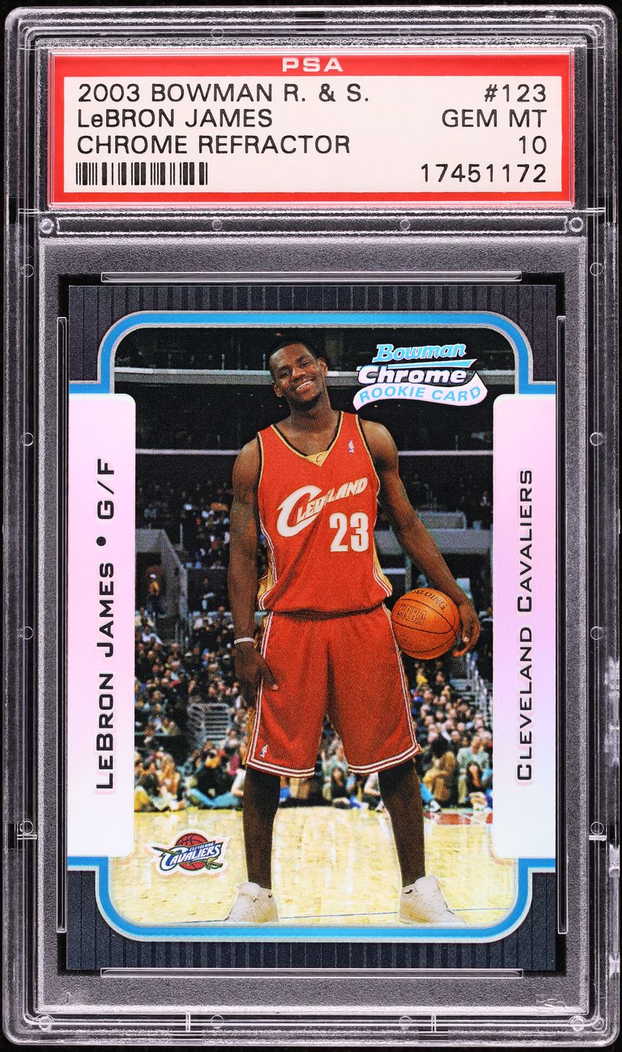 2003 Bowman Chrome Refractor LeBron James ROOKIE /300 #123 PSA 10 GEM MINT