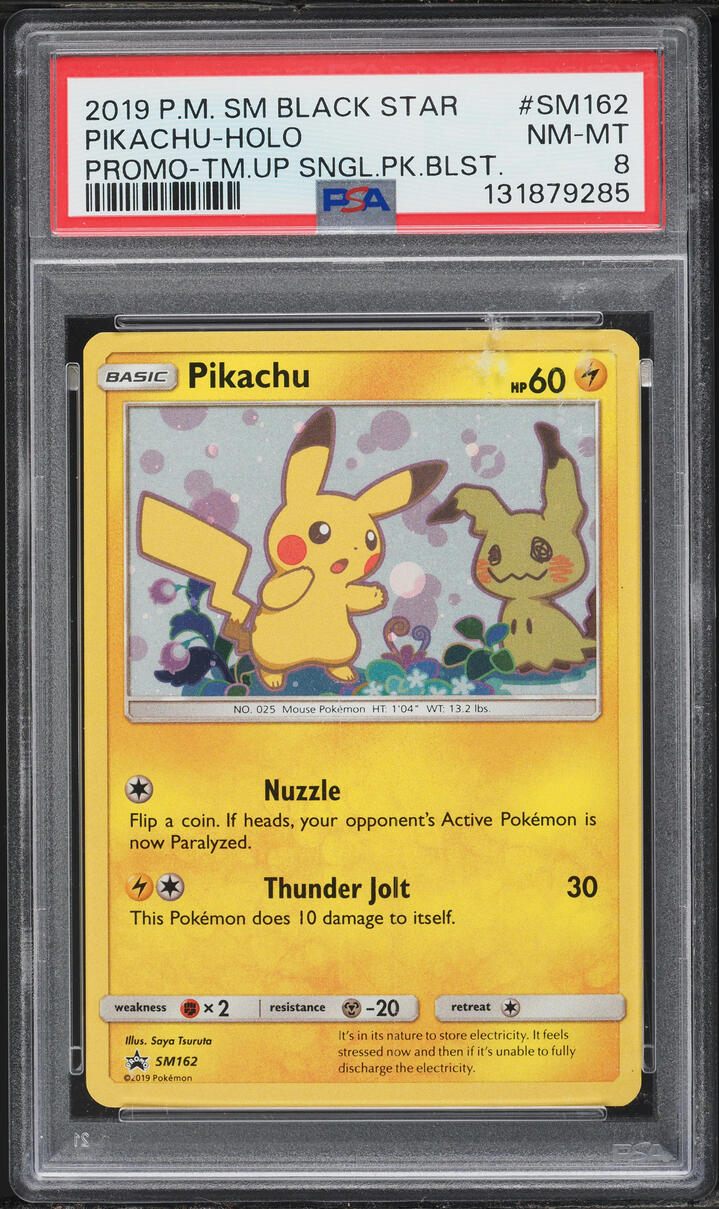 2019 Pokemon Sun & Moon Promo Single Pack Holo Pikachu #SM162 PSA 8 NM-MT