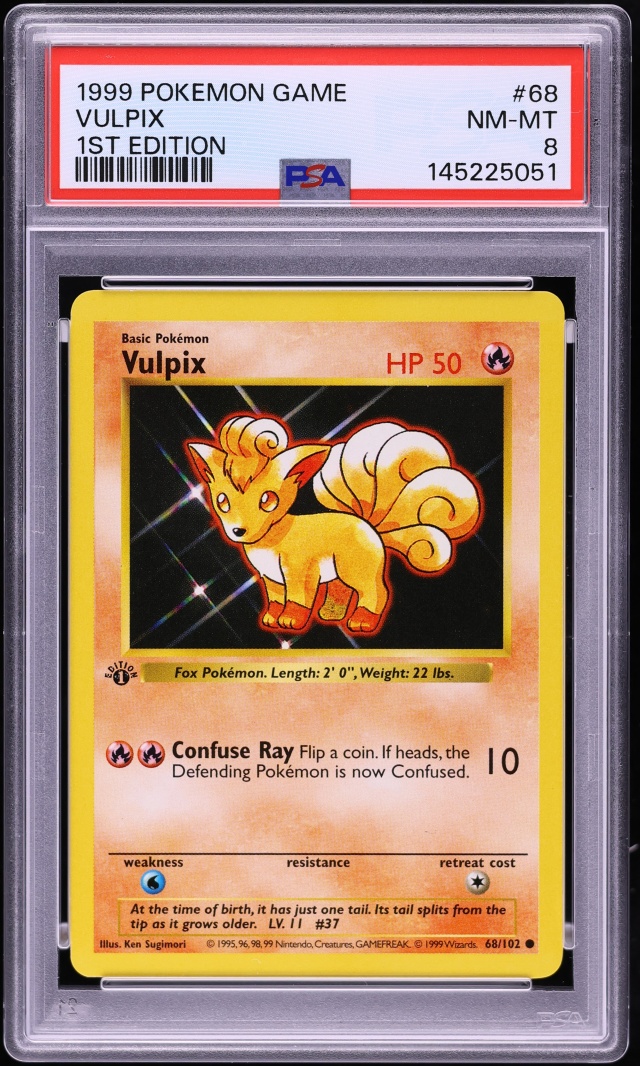 1999 Pokemon Base Set Shadowless 1st Edition Vulpix #68 PSA 8 NM-MT