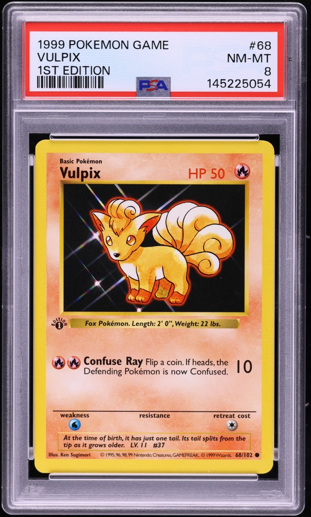 1999 Pokemon Base Set Shadowless 1st Edition Vulpix #68 PSA 8 NM-MT