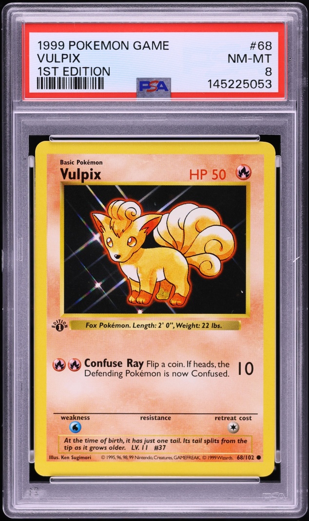 1999 Pokemon Base Set Shadowless 1st Edition Vulpix #68 PSA 8 NM-MT