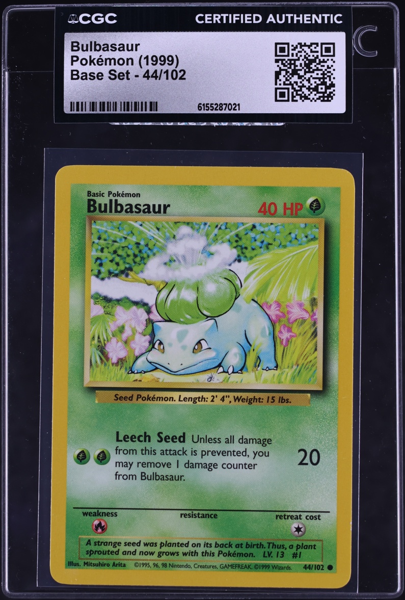 1999 Pokemon Base Set Bulbasaur #44 CGC AUTH