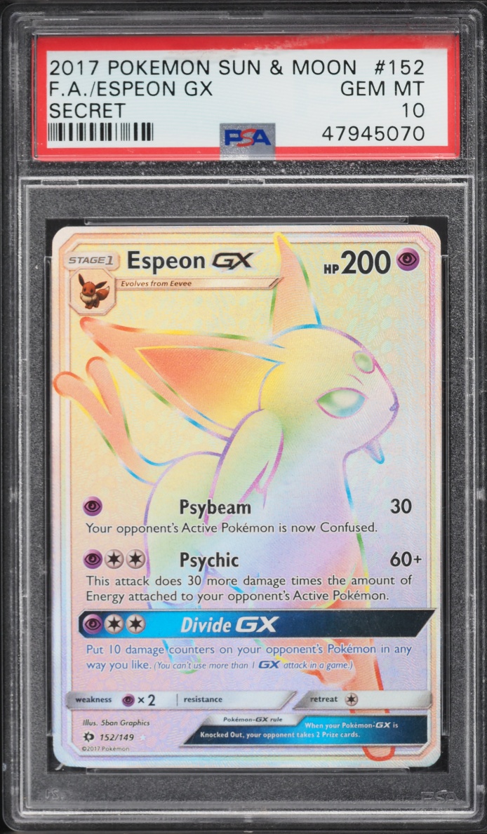 2017 Pokemon Sun & Moon Rainbow Rare Espeon GX #152 PSA 10 GEM MINT