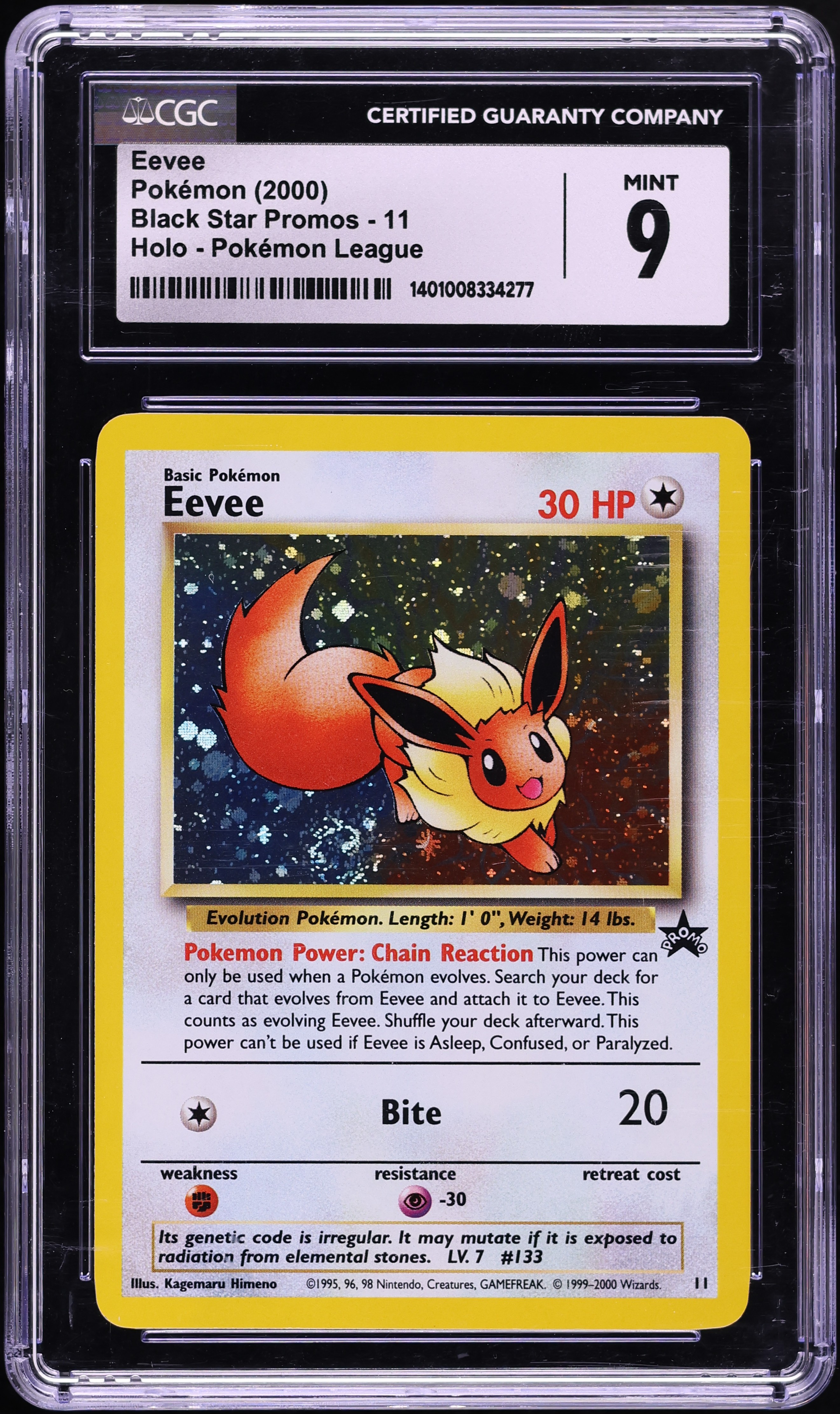 2000 Pokemon League Black Star Promo Holo Eevee #11 CGC 9 MINT