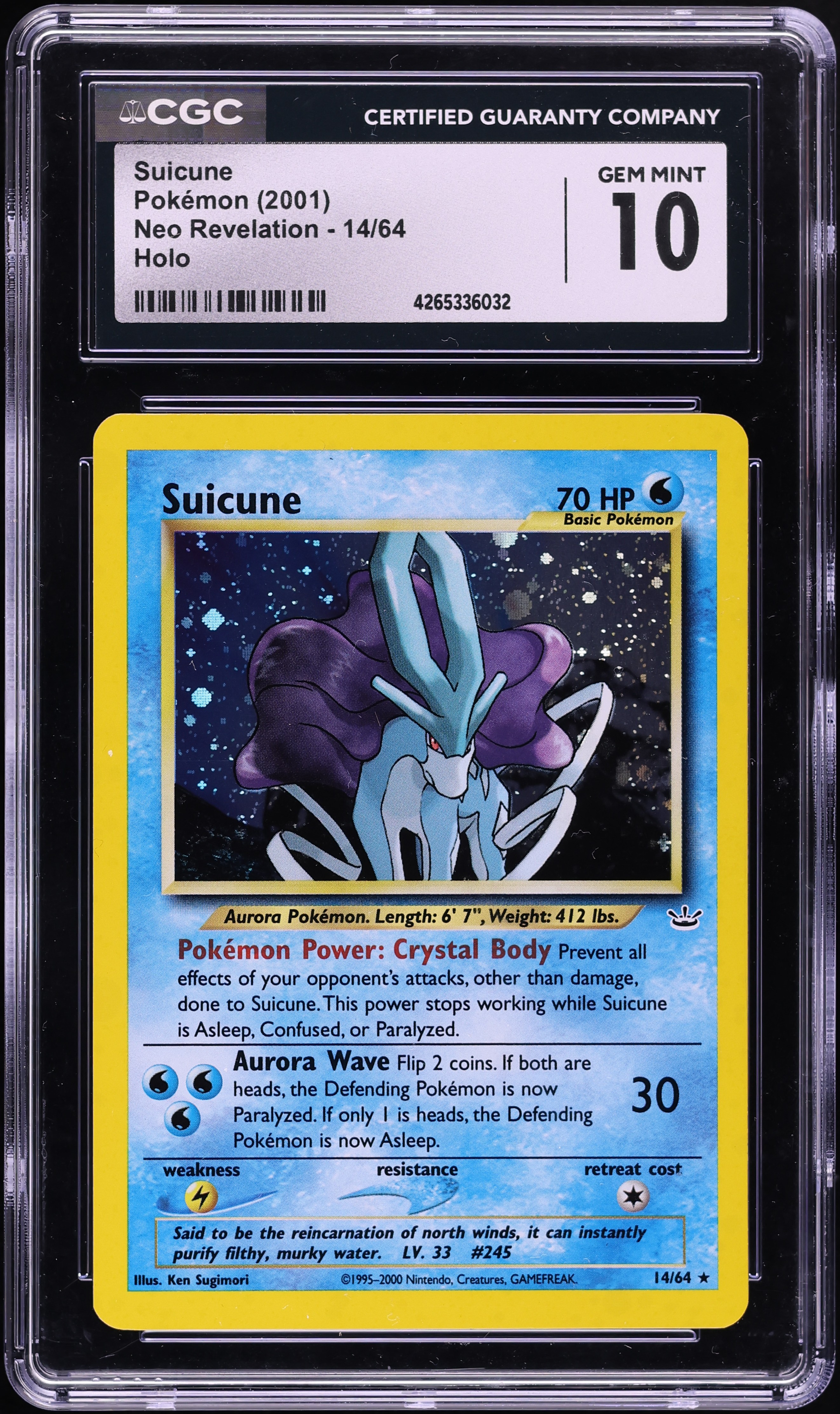 2001 Pokemon Neo Revelation Holo Suicune #14 CGC 10 GEM MINT