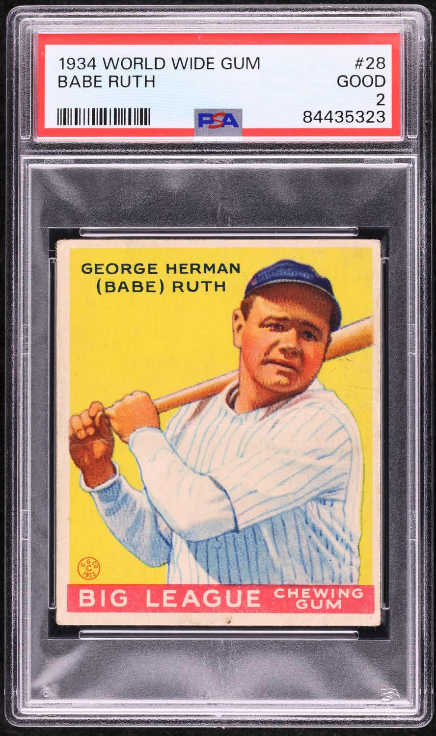 1934 World Wide Gum Babe Ruth #28 PSA 2 GD