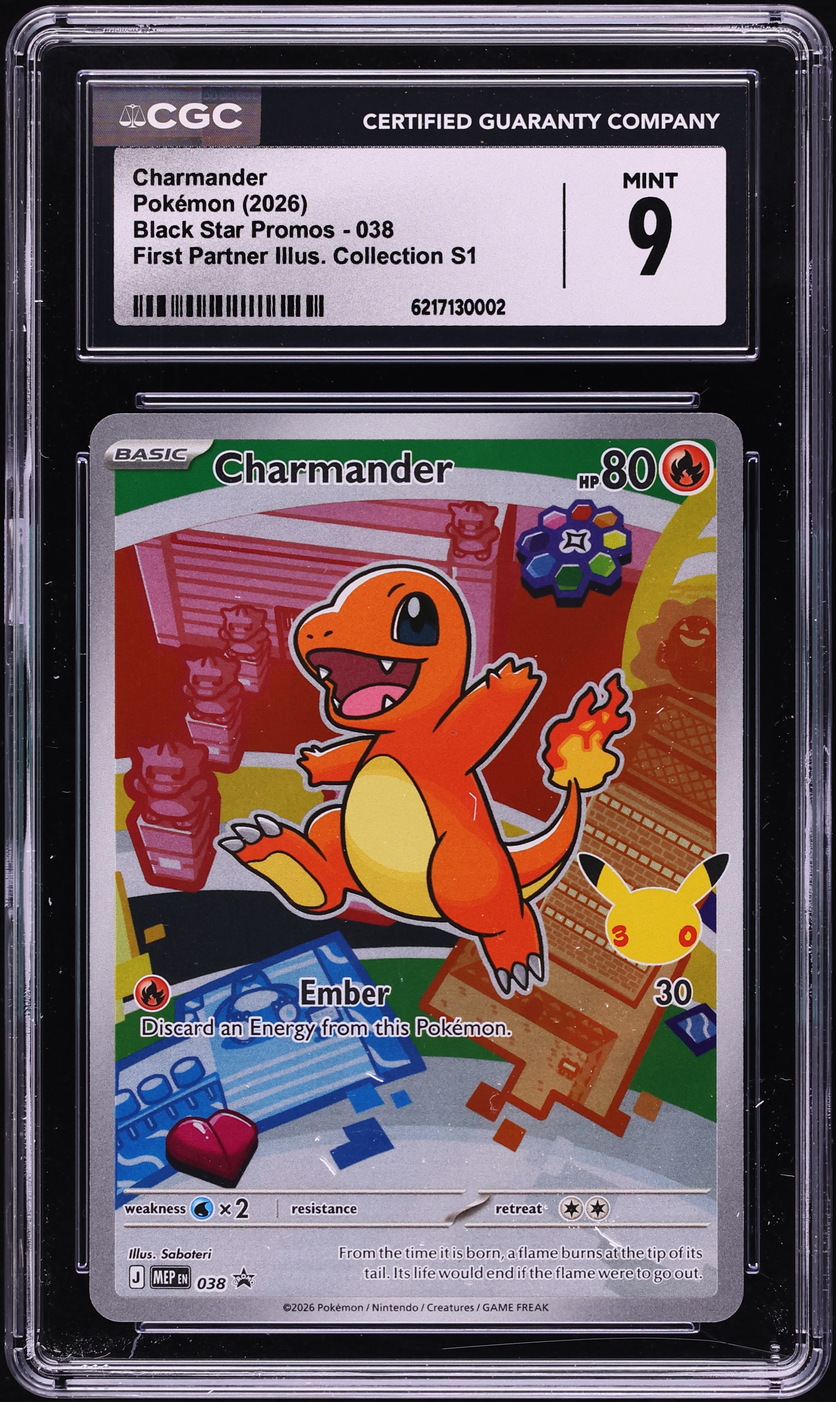 2026 Pokemon Mega Promo First Partner Illustration S1 Full Art Charmander #38 CGC 9 MINT