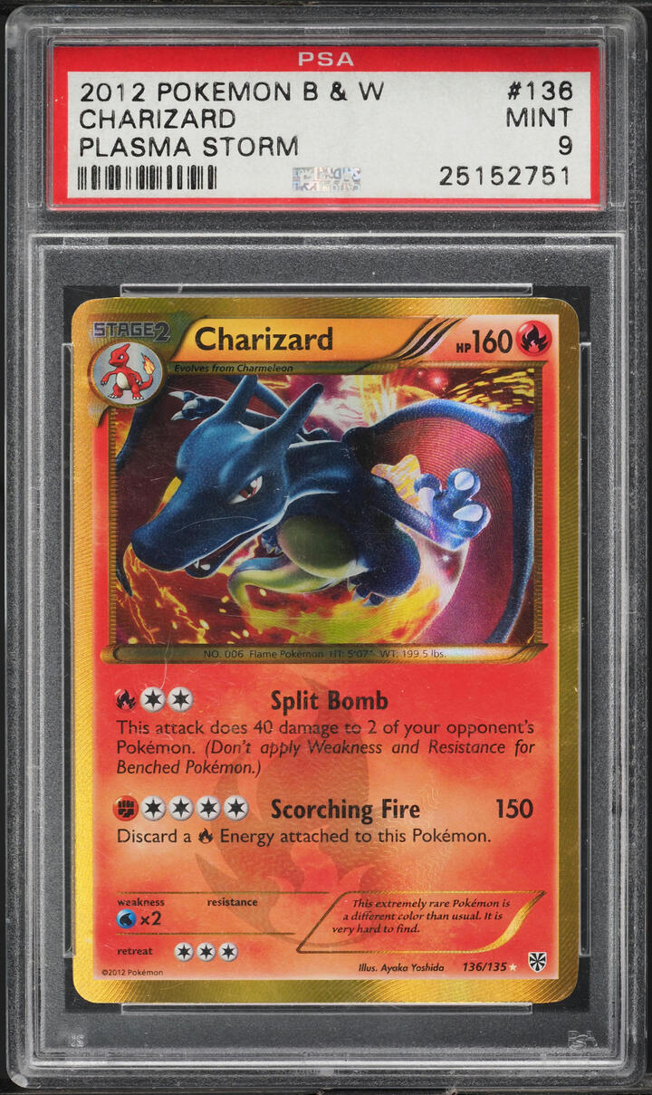 2012 Pokemon Black & White Plasma Storm Charizard #136 PSA 9 MINT