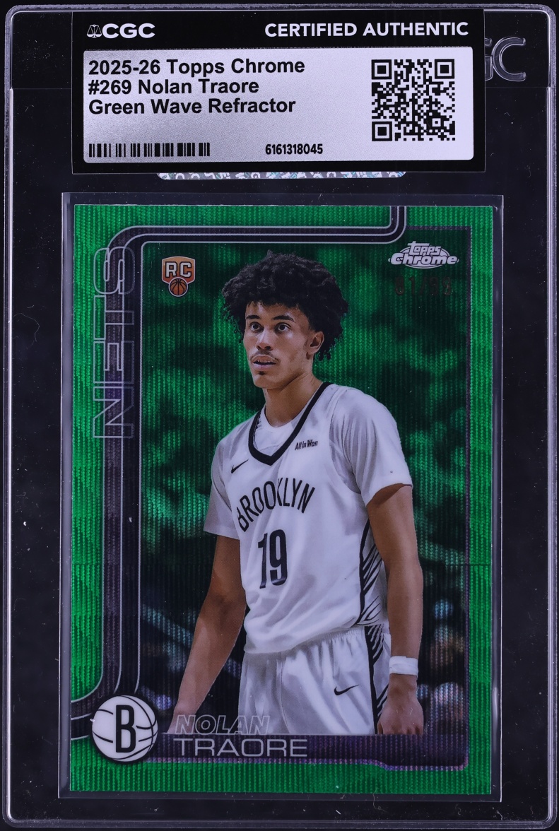 2025 Topps Chrome Green Wave Refractor Nolan Traore ROOKIE /99 #269 CGC AUTH