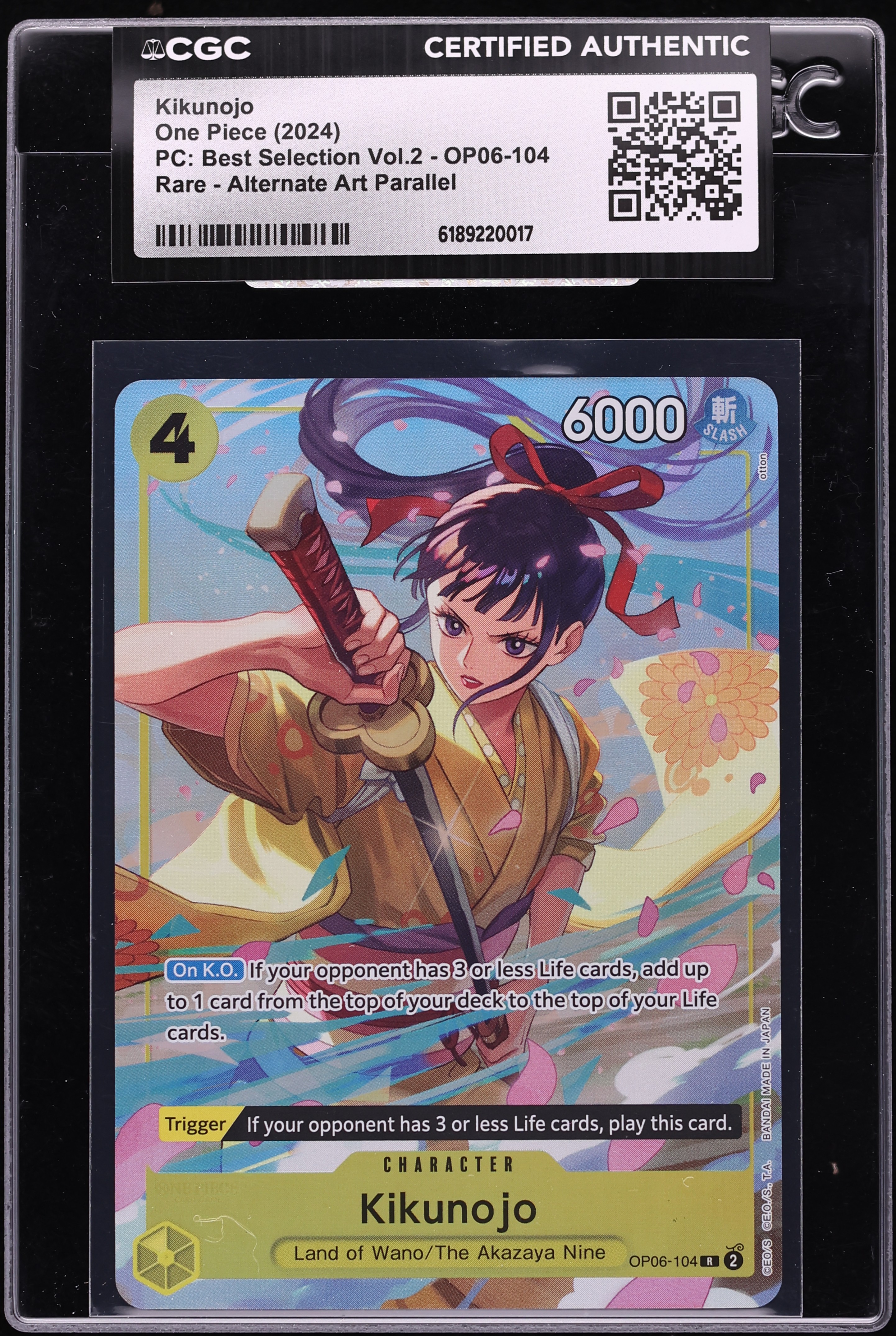 2024 One Piece Premium Collection Best Vol. 2 Alt Art Kikunojo #OP06-104 CGC AUTH