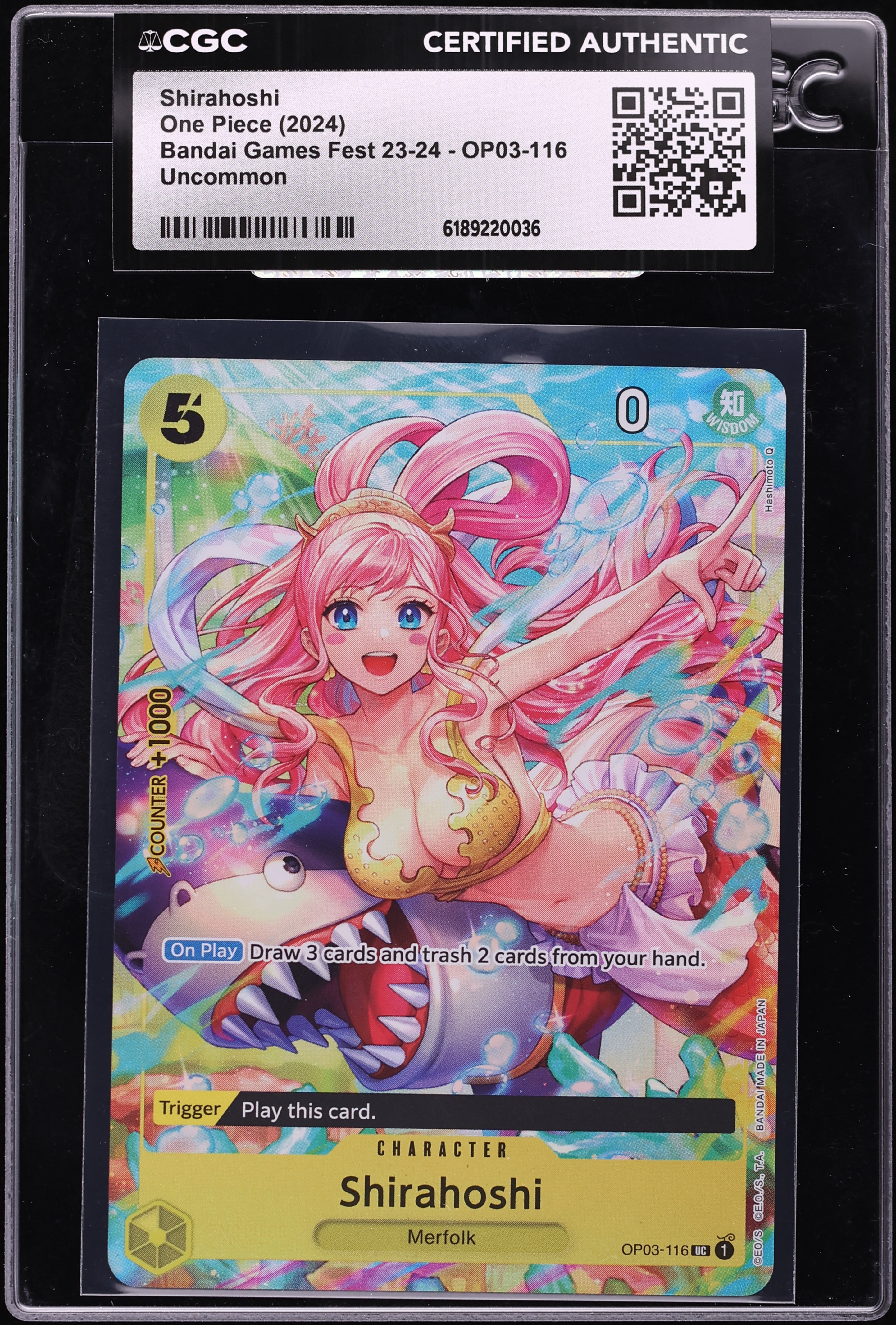 2024 One Piece Bandai Games Fest '23 Shirahoshi #OP03-116 CGC AUTH