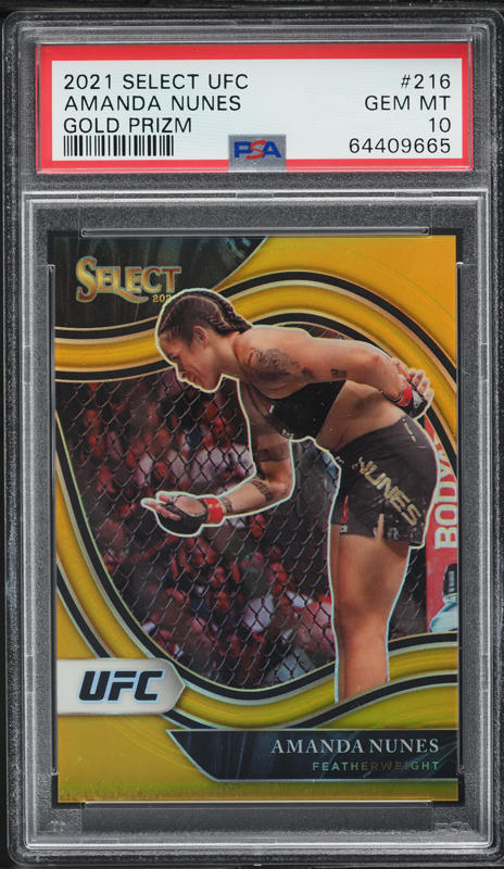 2021 Select UFC Octagonside Gold Prizm Amanda Nunes /10 #216 PSA