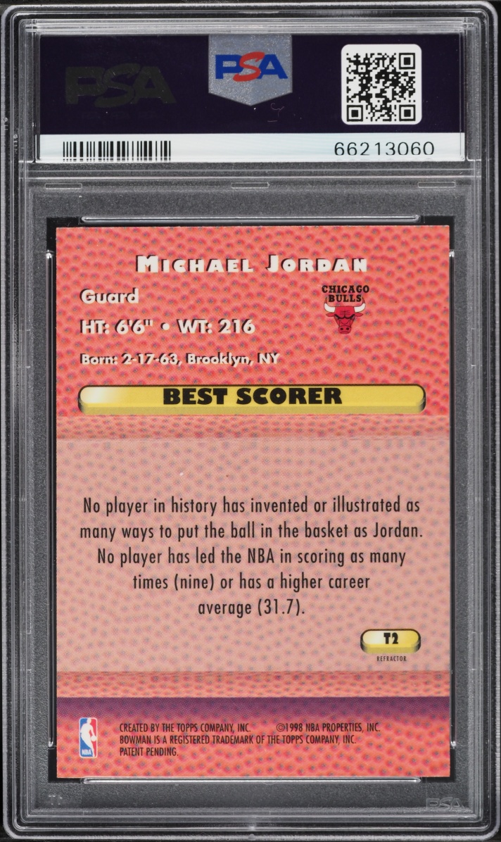 1997 Bowman's Best Techniques Refractor Michael Jordan #T2 PSA 8 NM-MT