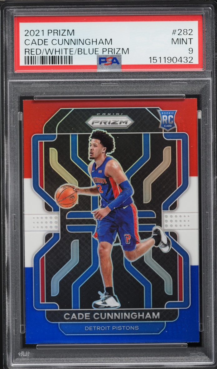 2021 Panini Prizm Red White Blue Cade Cunningham ROOKIE #282 PSA 9 MINT